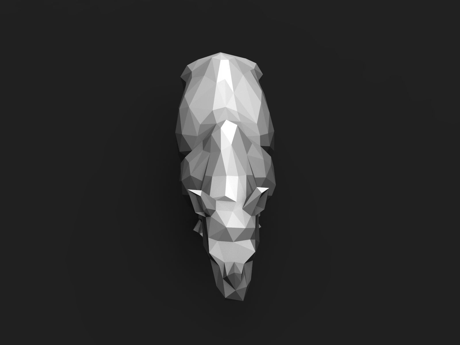 Rhinoceros Low Poly animal head 3D print model_5