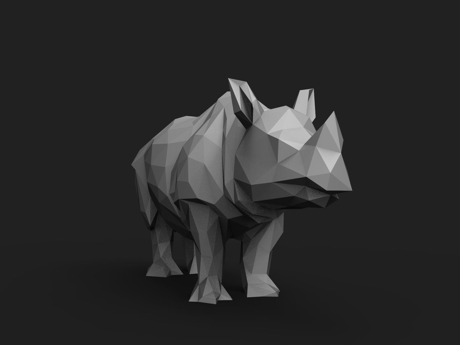 Rhinoceros Low Poly animal head 3D print model_2