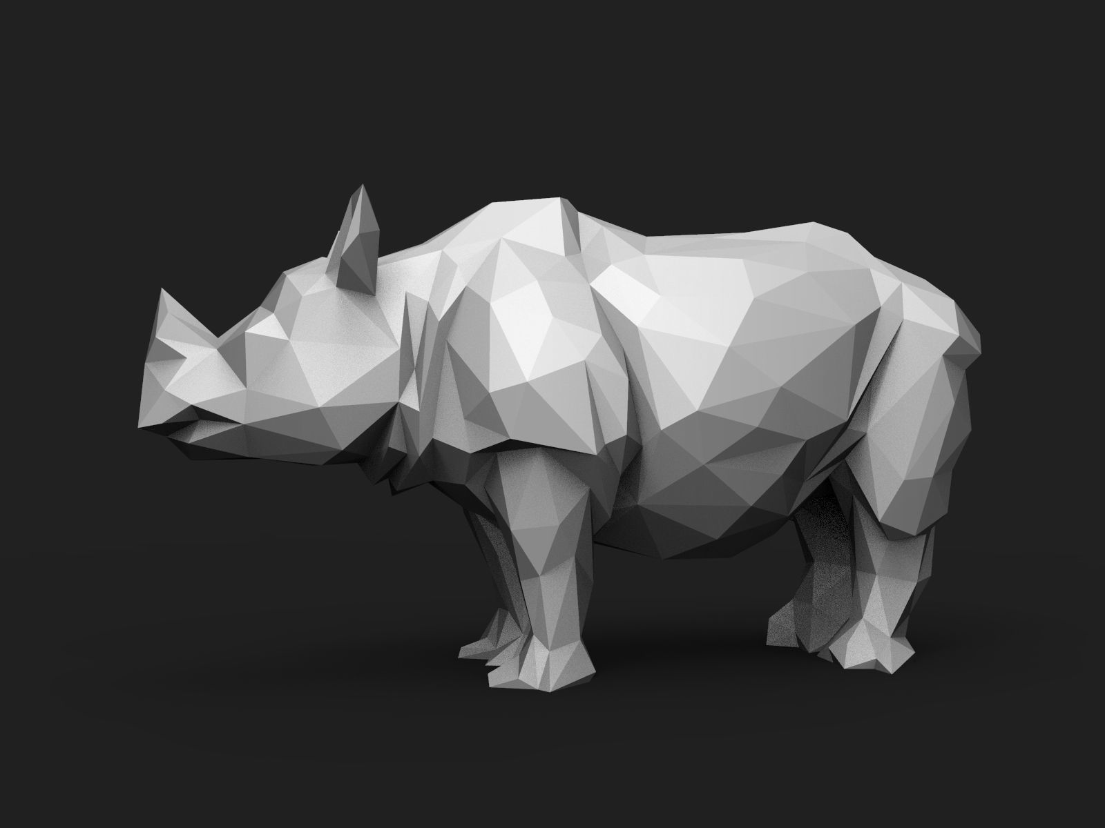 Rhinoceros Low Poly animal head 3D print model_8