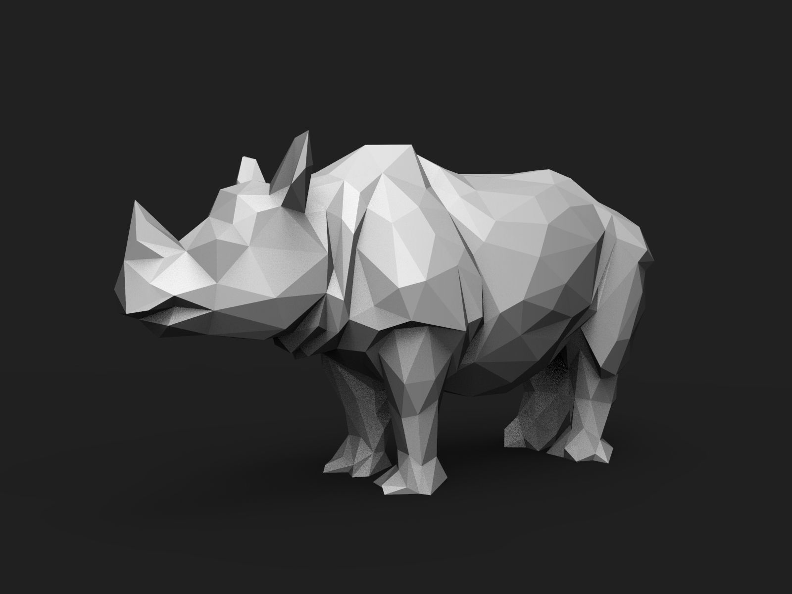 Rhinoceros Low Poly animal head 3D print model_7