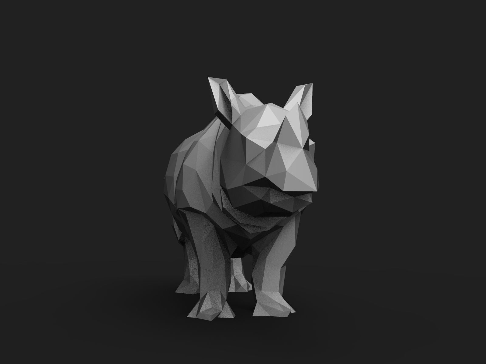 Rhinoceros Low Poly animal head 3D print model_3