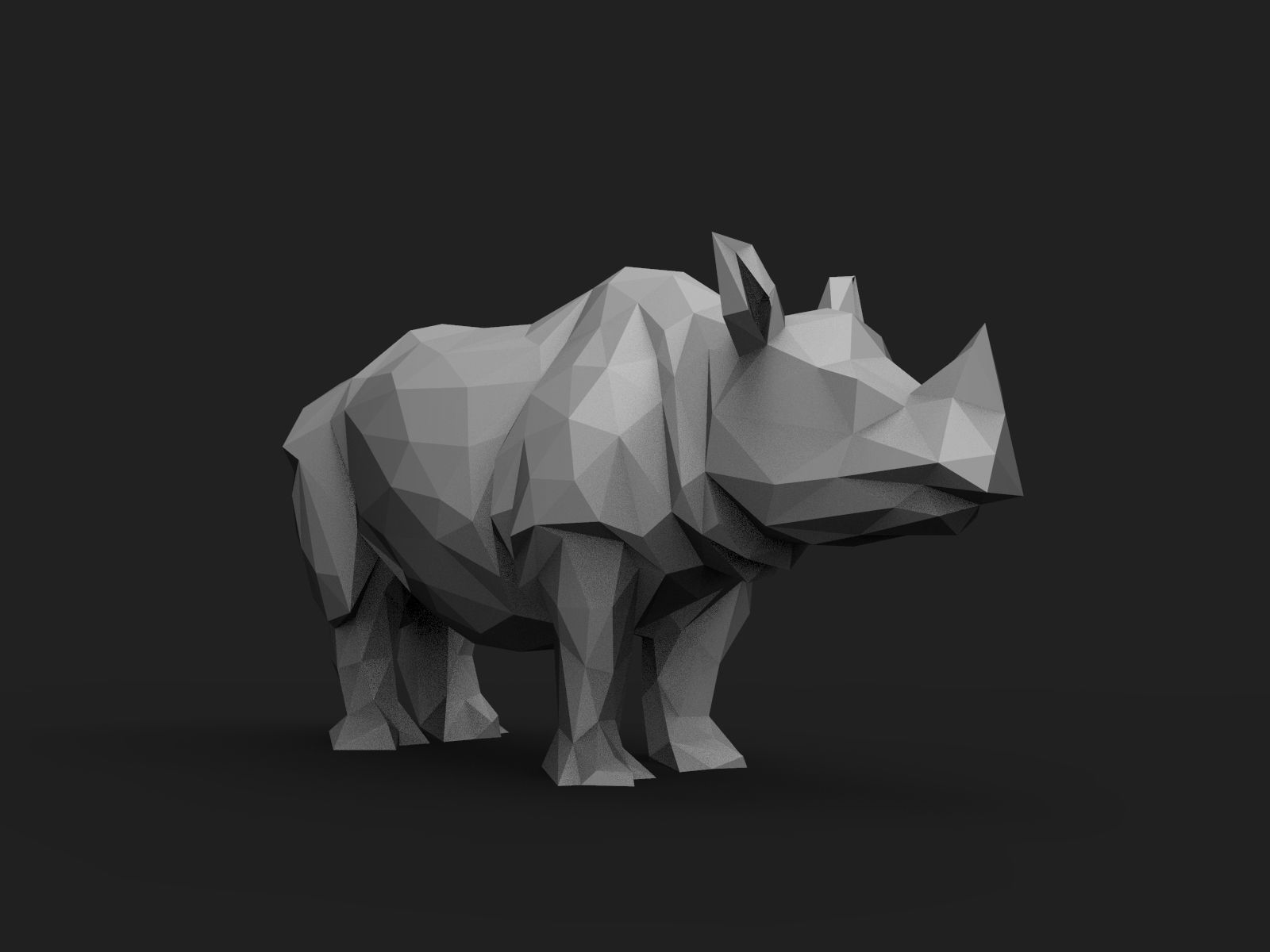 Rhinoceros Low Poly animal head 3D print model_14