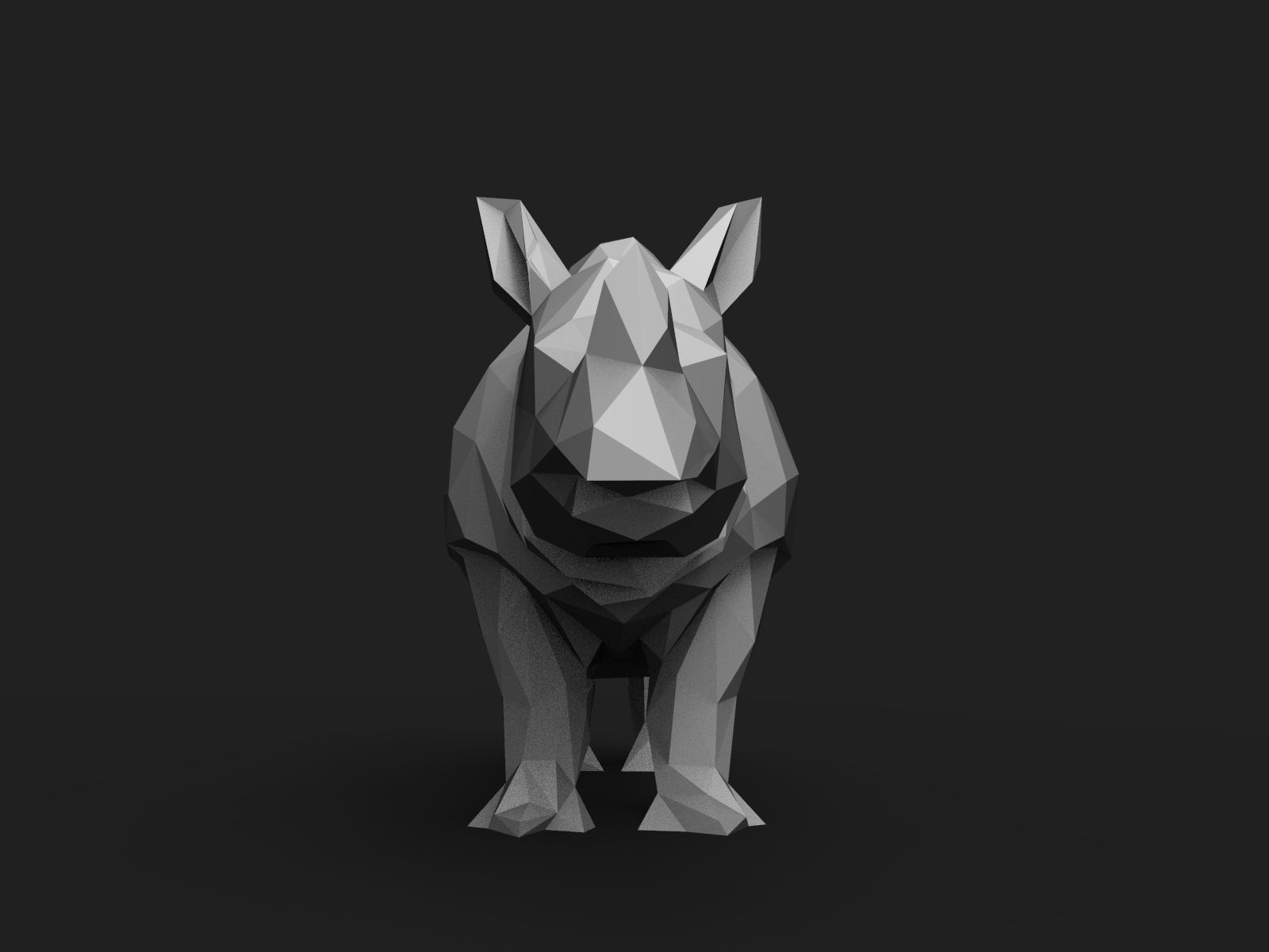 Rhinoceros Low Poly animal head 3D print model_4