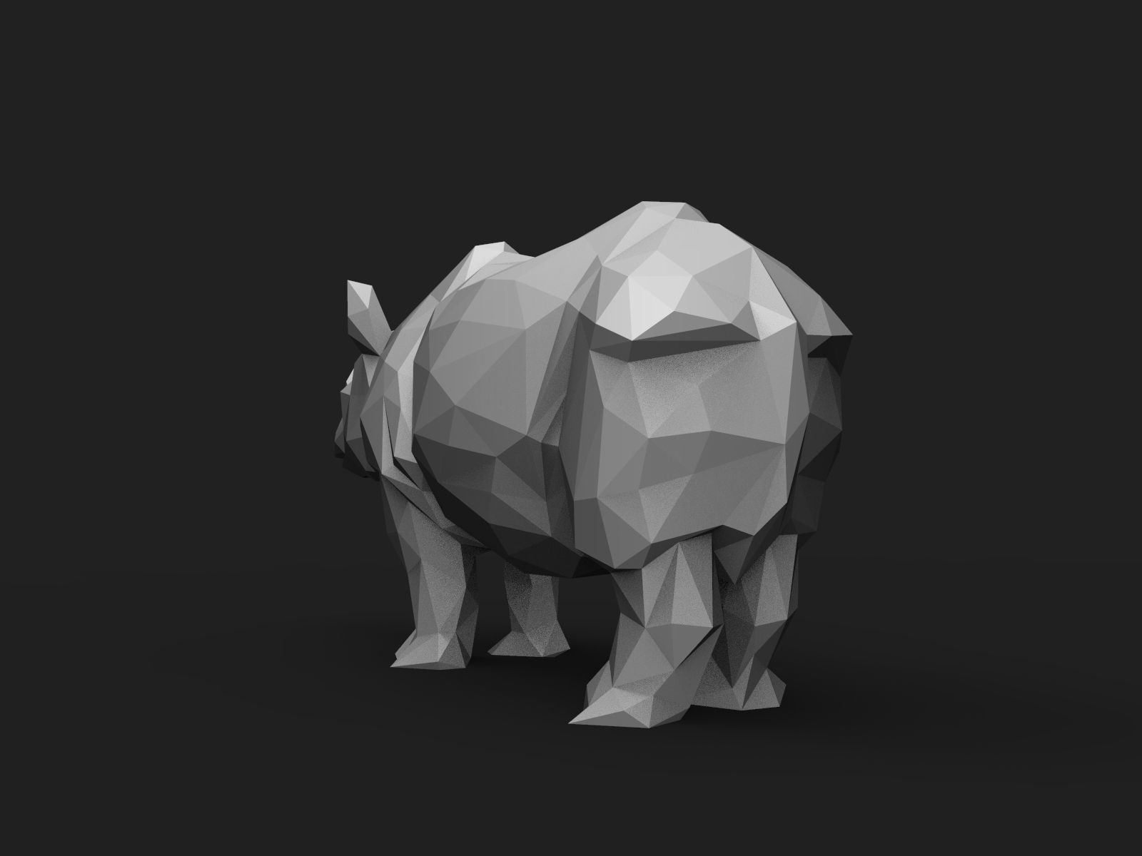 Rhinoceros Low Poly animal head 3D print model_10
