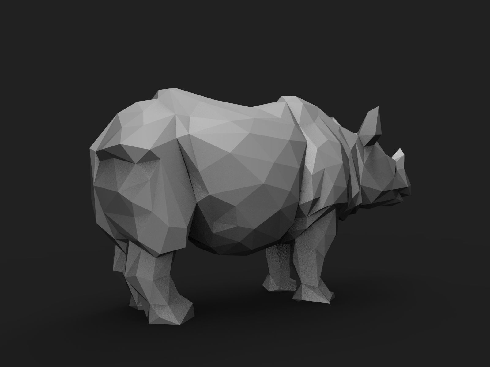 Rhinoceros Low Poly animal head 3D print model_12