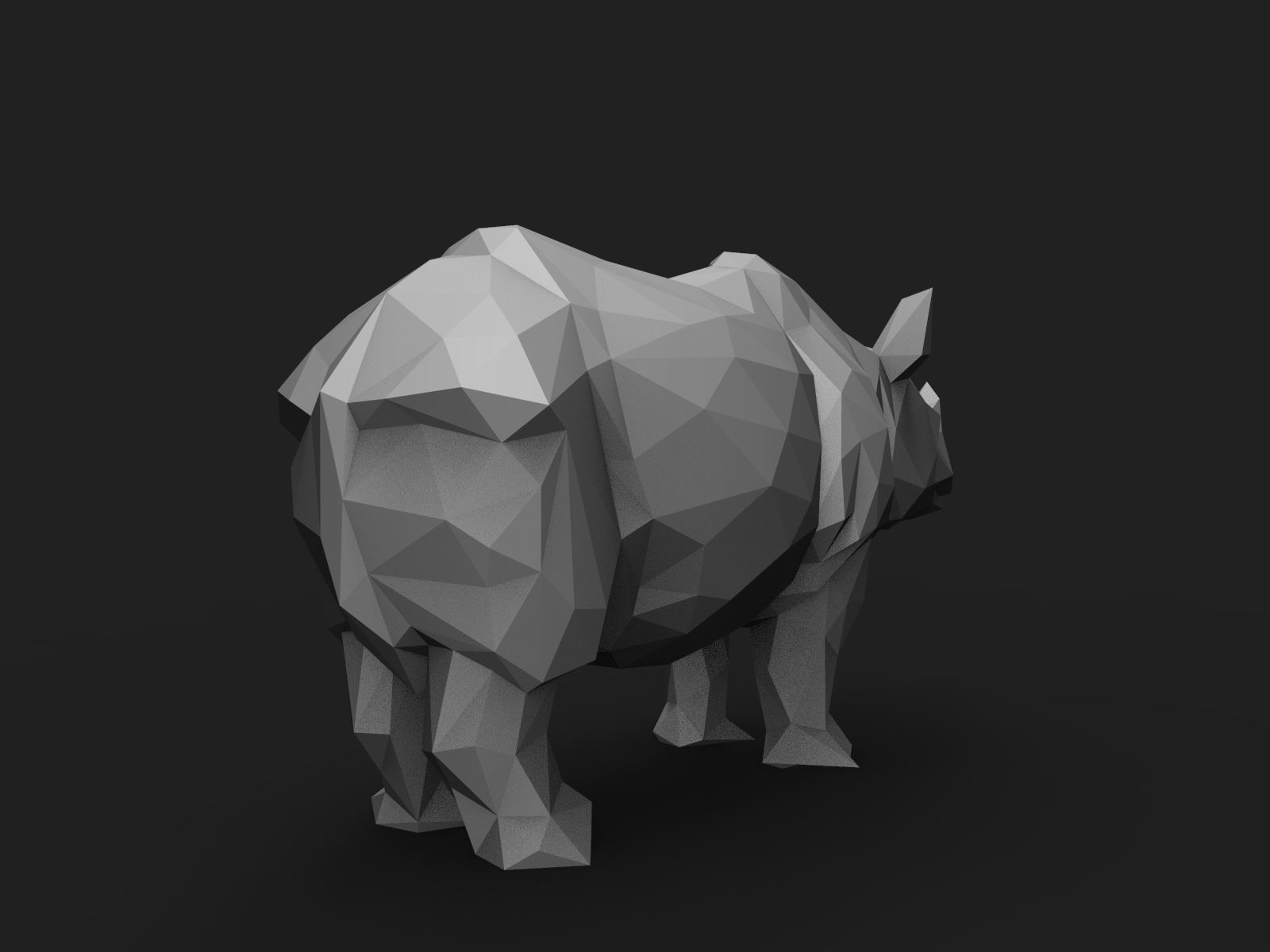 Rhinoceros Low Poly animal head 3D print model_11