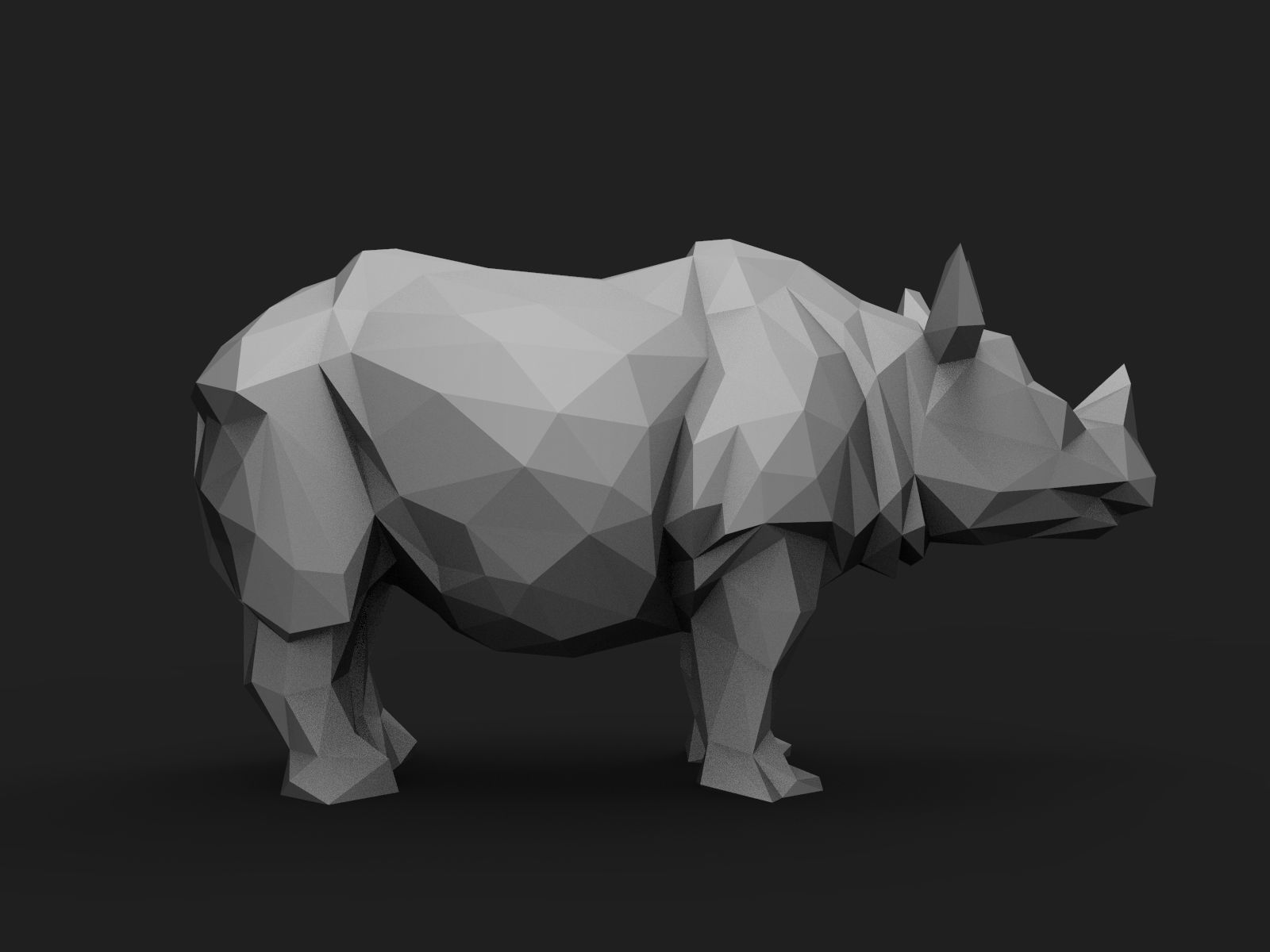 Rhinoceros Low Poly animal head 3D print model_13