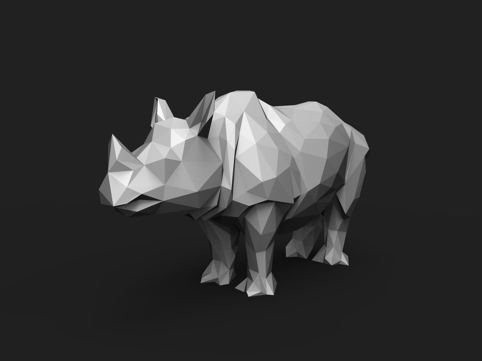 Rhinoceros Low Poly animal head 3D print model_1