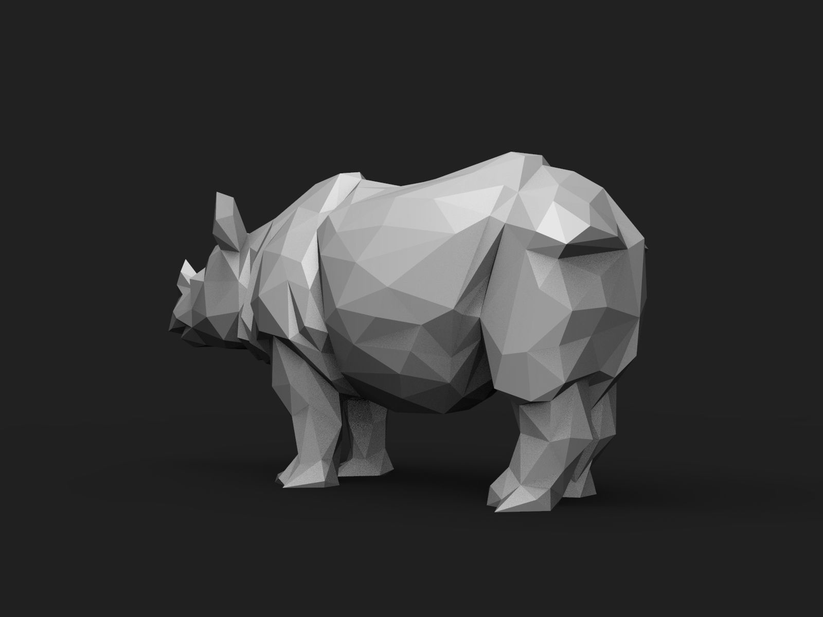 Rhinoceros Low Poly animal head 3D print model_9
