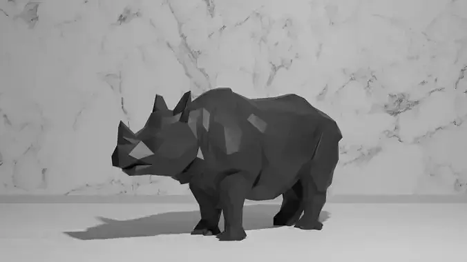 Rhinoceros Low Poly animal head 3D print model