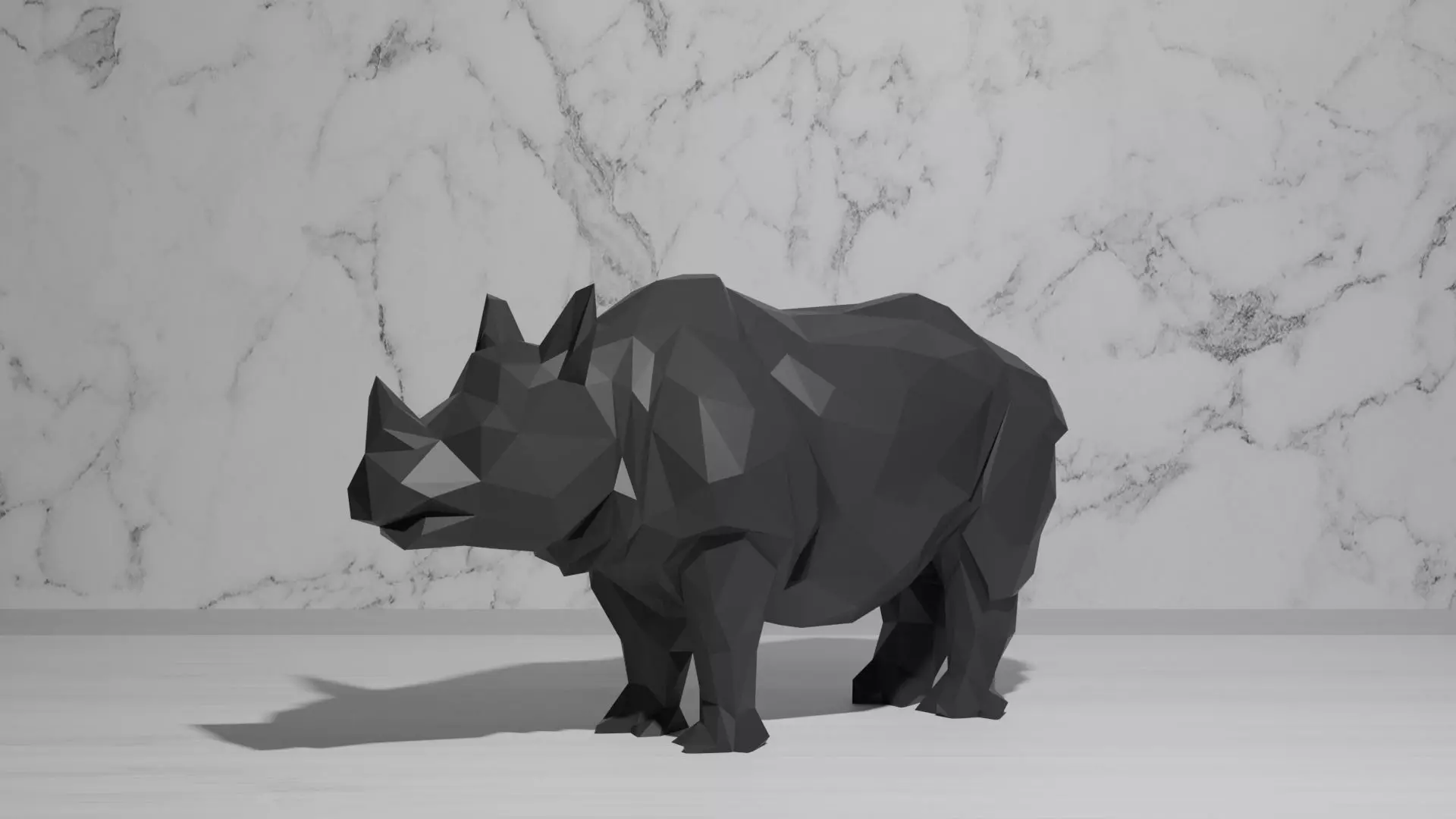Rhinoceros Low Poly animal head 3D print model_0