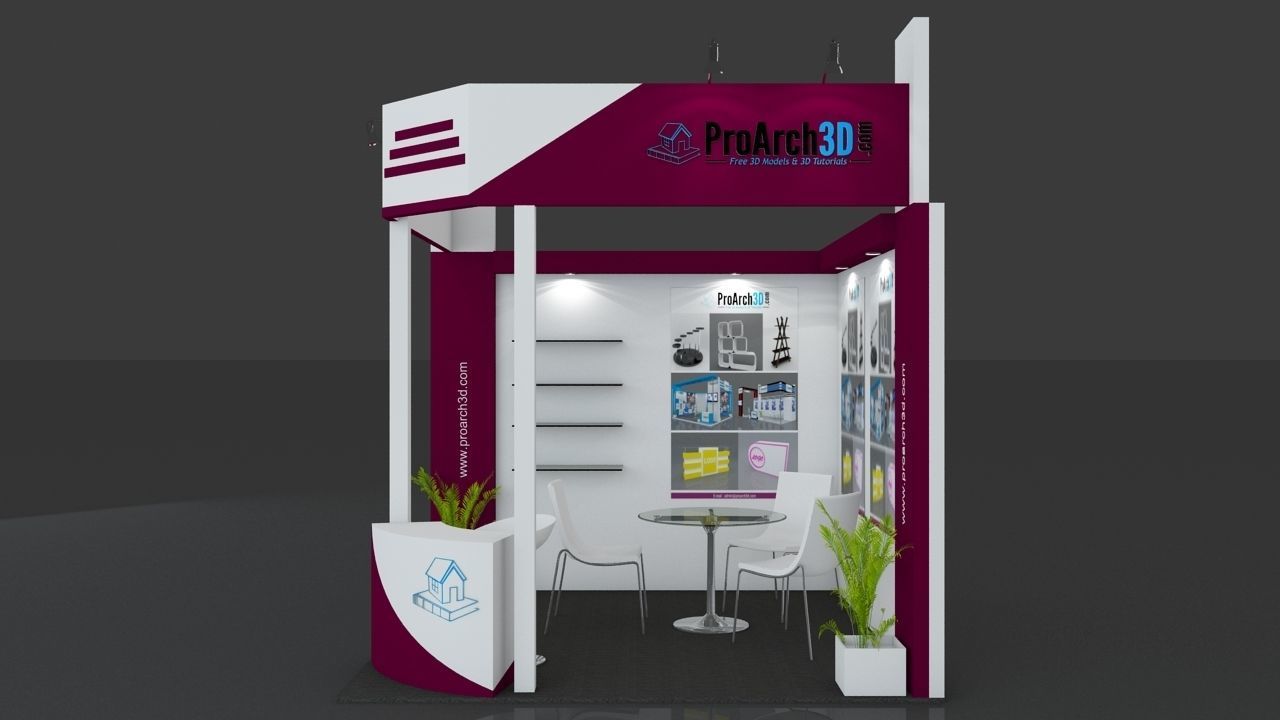 Exhibition stall 3d model 3 mtr x 3 mtr 3D model 3D model_2