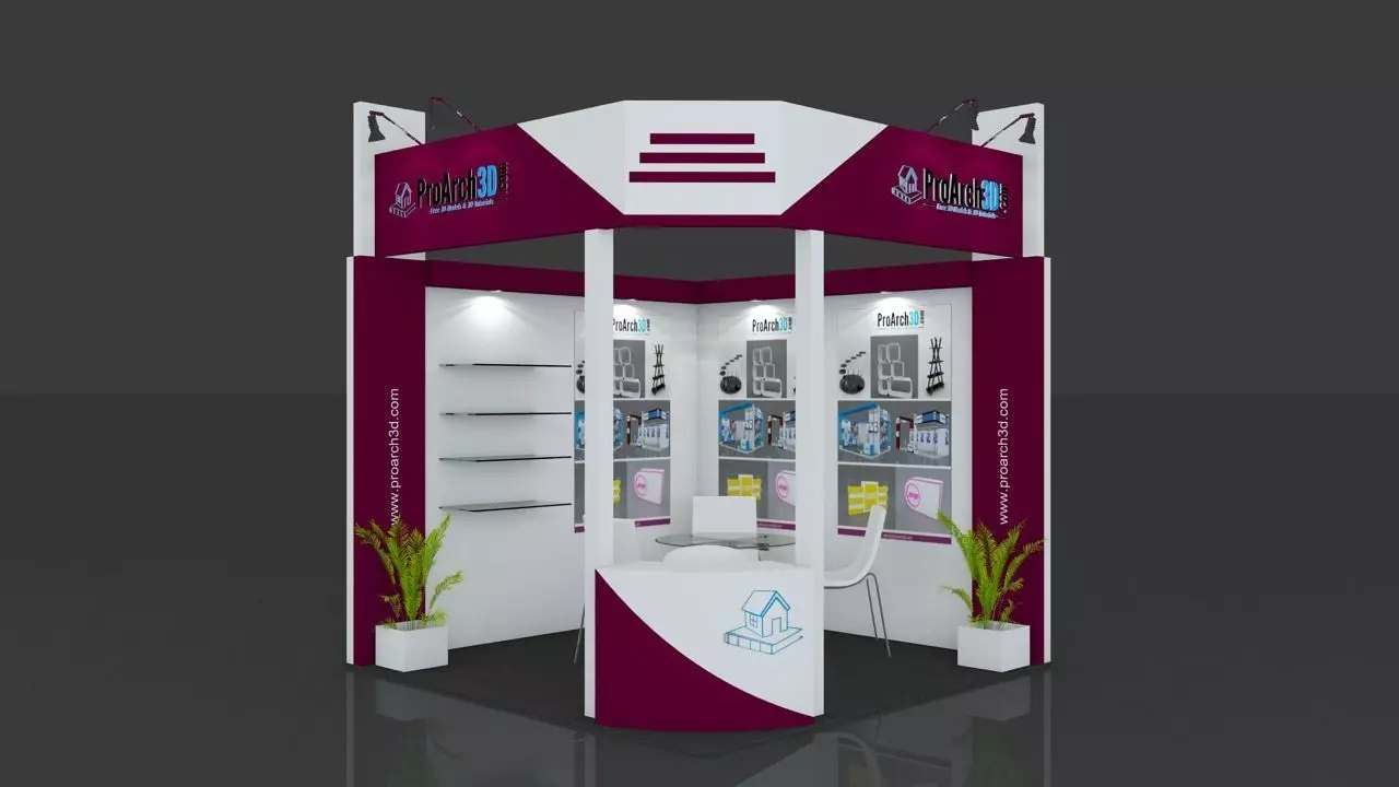 Exhibition stall 3d model 3 mtr x 3 mtr 3D model 3D model_0