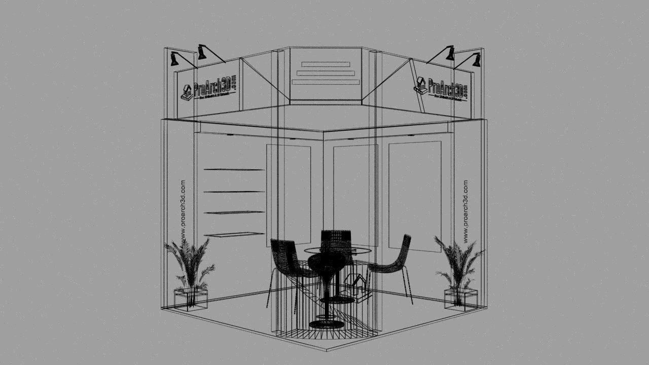Exhibition stall 3d model 3 mtr x 3 mtr 3D model 3D model_4