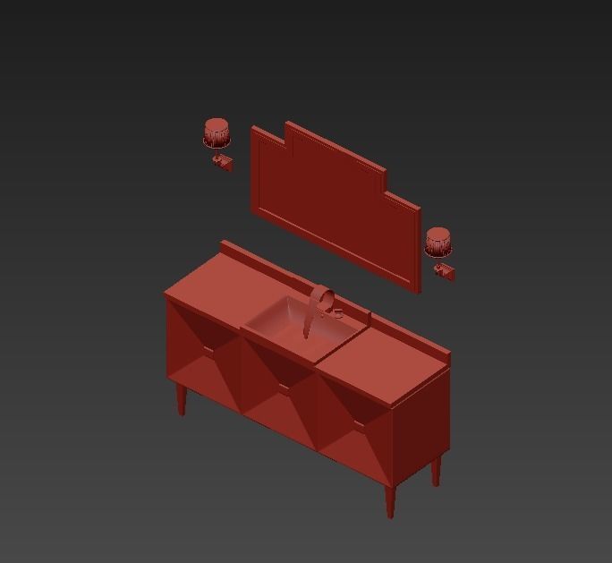 Vanity Units Jetset 3 Doors 3D model_3