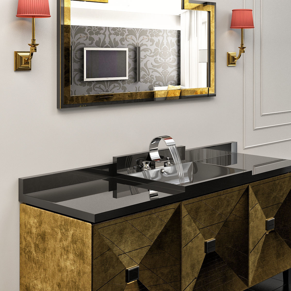 Vanity Units Jetset 3 Doors 3D model_1