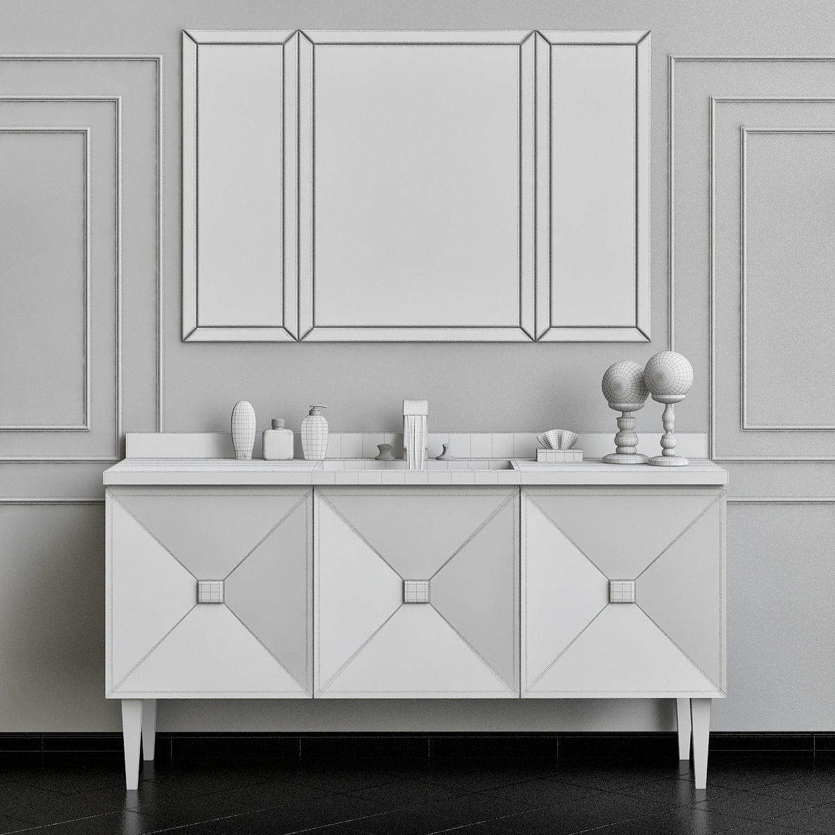 Vanity Units Jetset 3 Doors 3D model_2