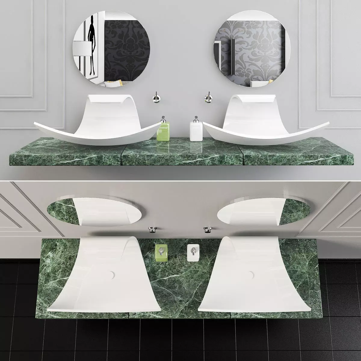 Bathroom plate with two circles 3D model_0