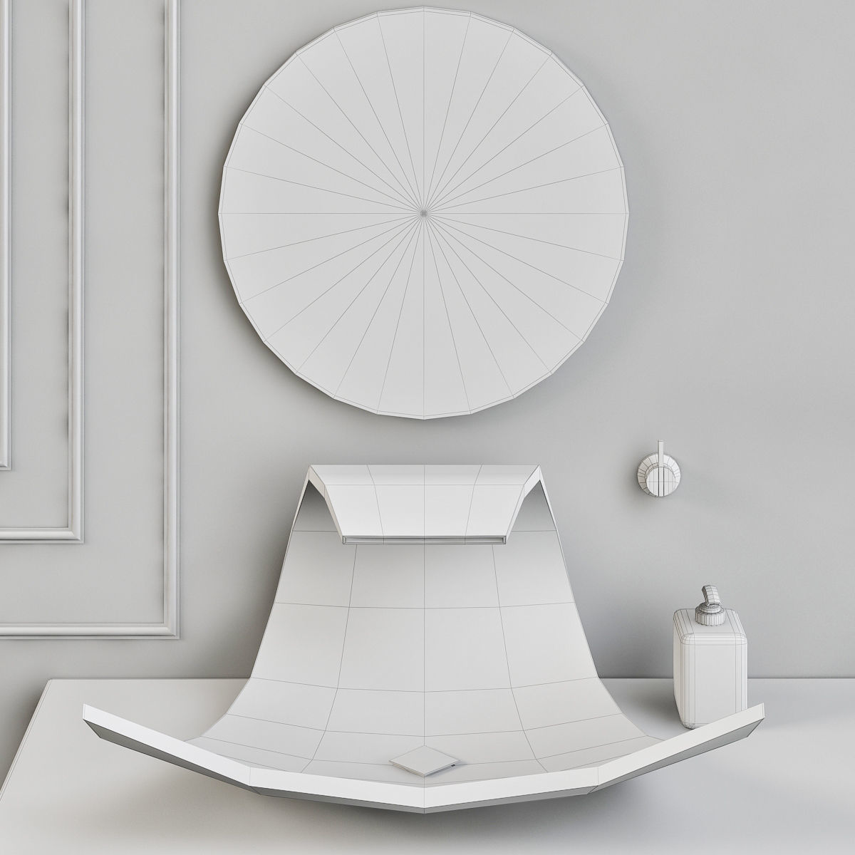 Bathroom plate with two circles 3D model_2