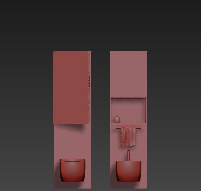 bathroom with two sinks and toilet 3D model_1