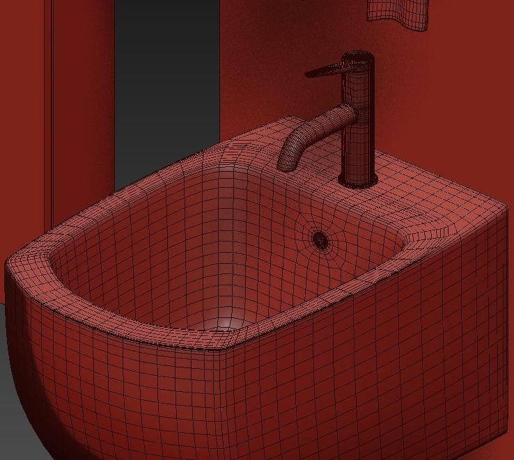bathroom with two sinks and toilet 3D model_8