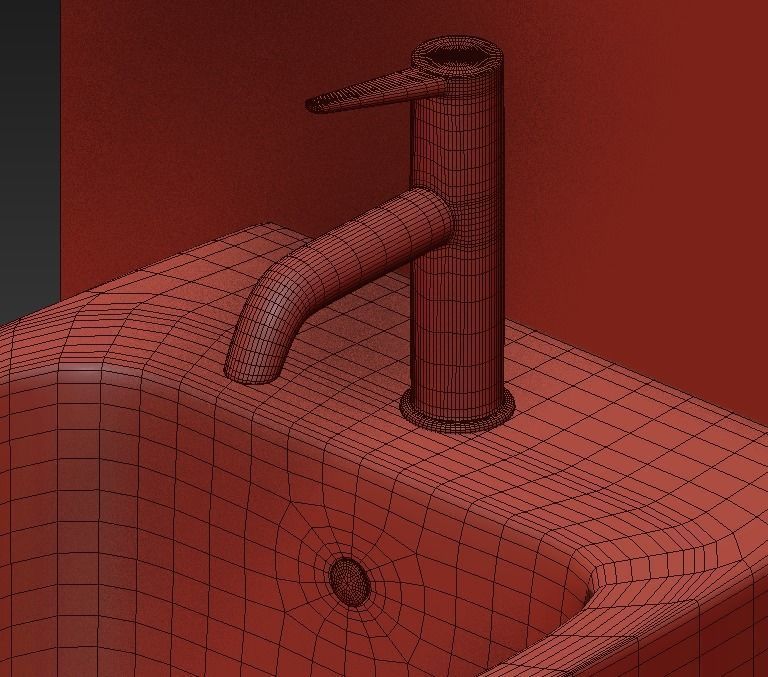 bathroom with two sinks and toilet 3D model_6