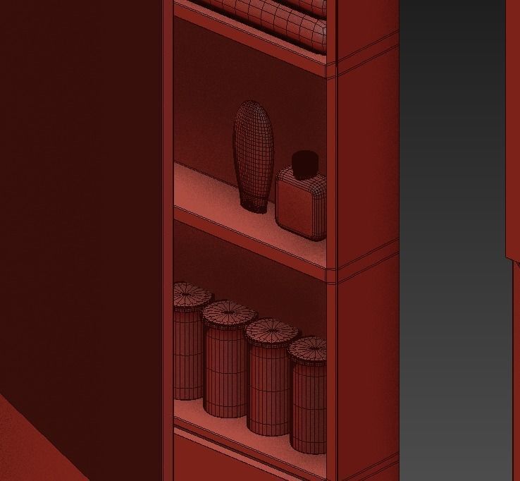 bathroom with two sinks and toilet 3D model_2