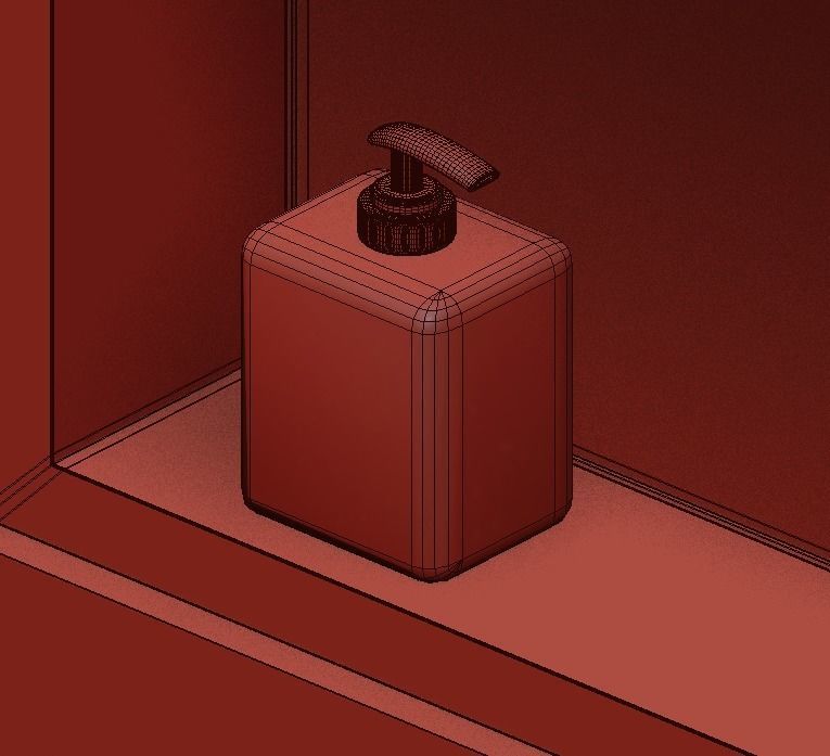 bathroom with two sinks and toilet 3D model_7