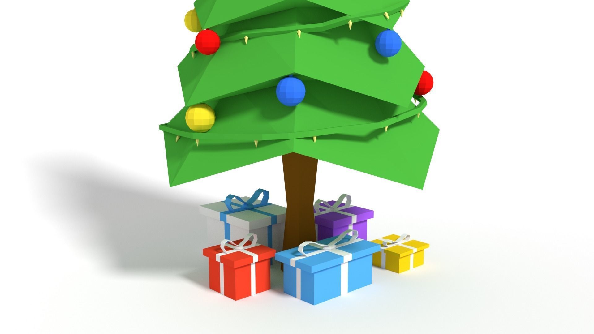 Low Poly Cartoon Christmas Tree Low-poly 3D model_9