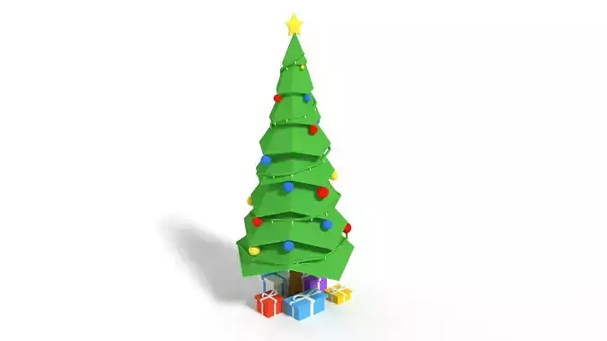 Low Poly Cartoon Christmas Tree Low-poly 3D model
