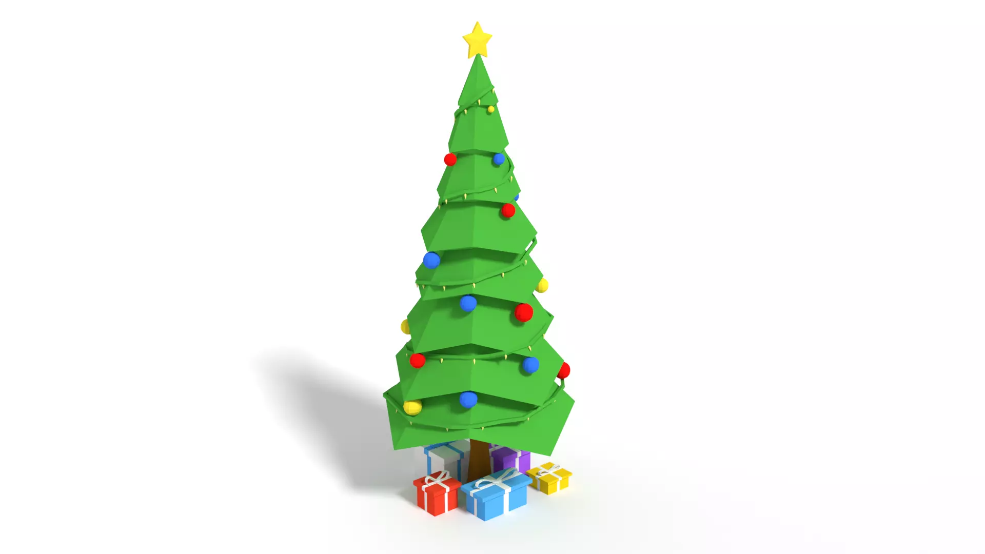 Low Poly Cartoon Christmas Tree Low-poly 3D model_0