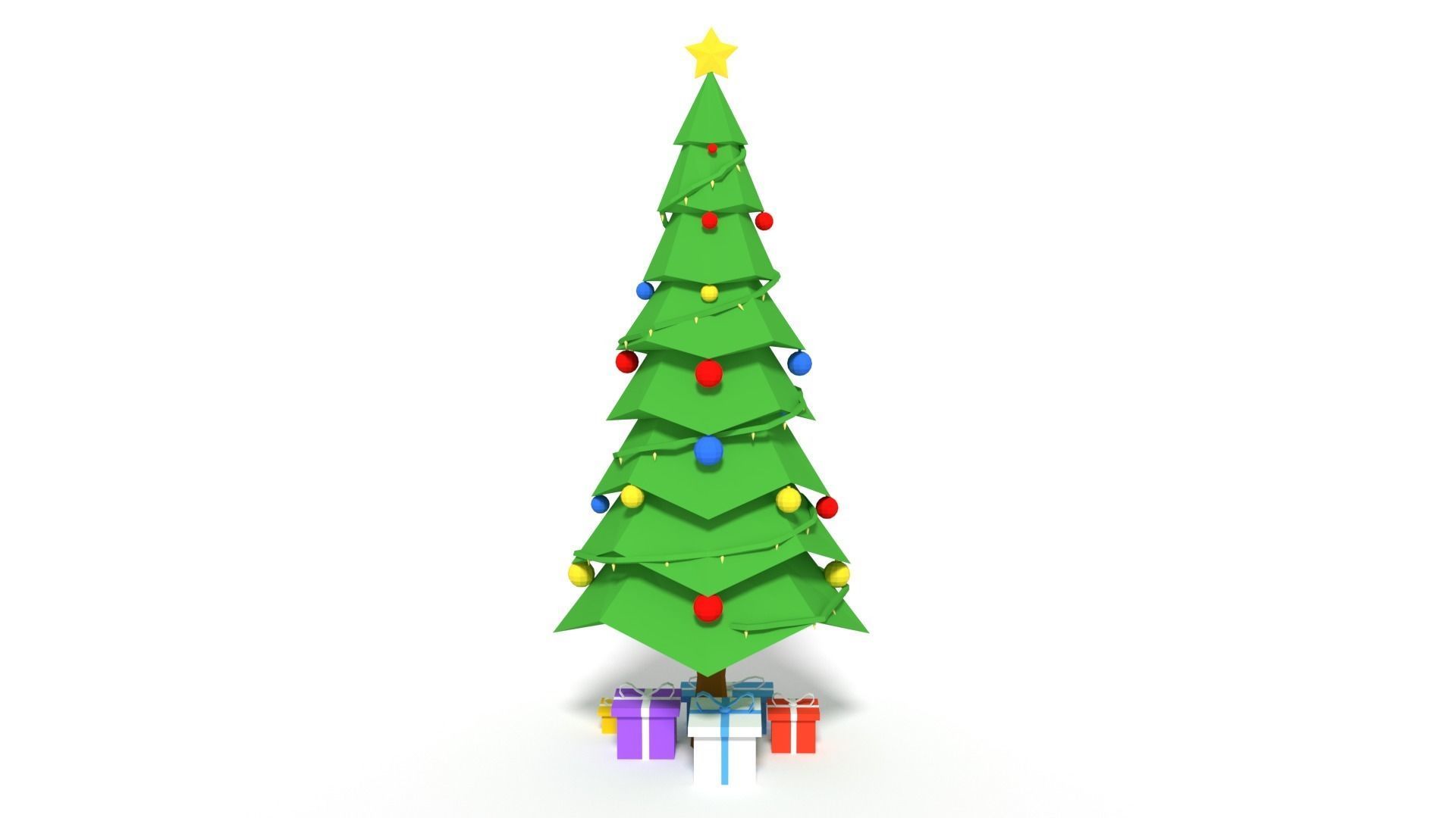 Low Poly Cartoon Christmas Tree Low-poly 3D model_5