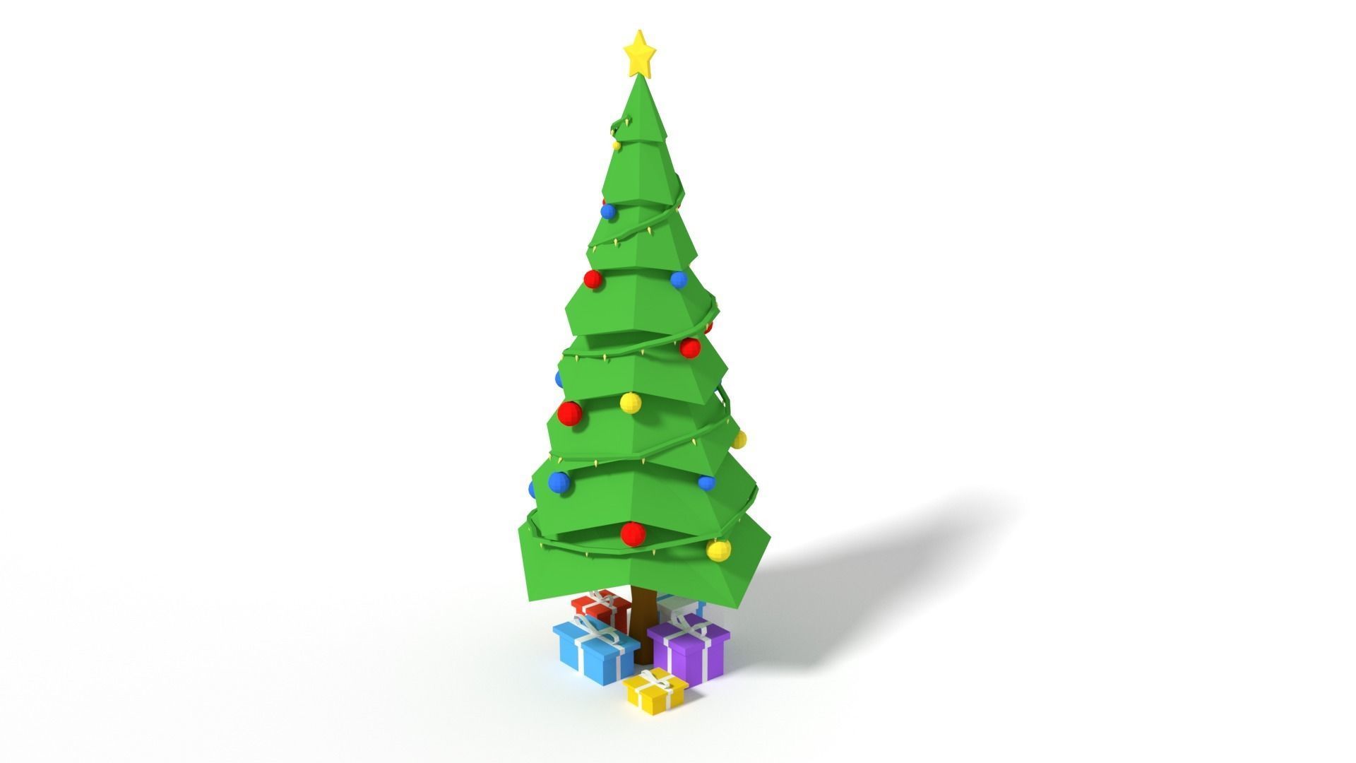Low Poly Cartoon Christmas Tree Low-poly 3D model_2