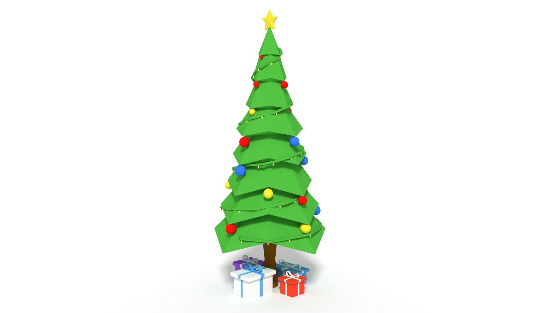 Low Poly Cartoon Christmas Tree Low-poly 3D model_6