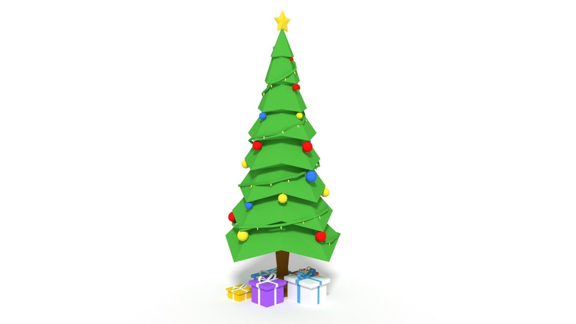 Low Poly Cartoon Christmas Tree Low-poly 3D model_4
