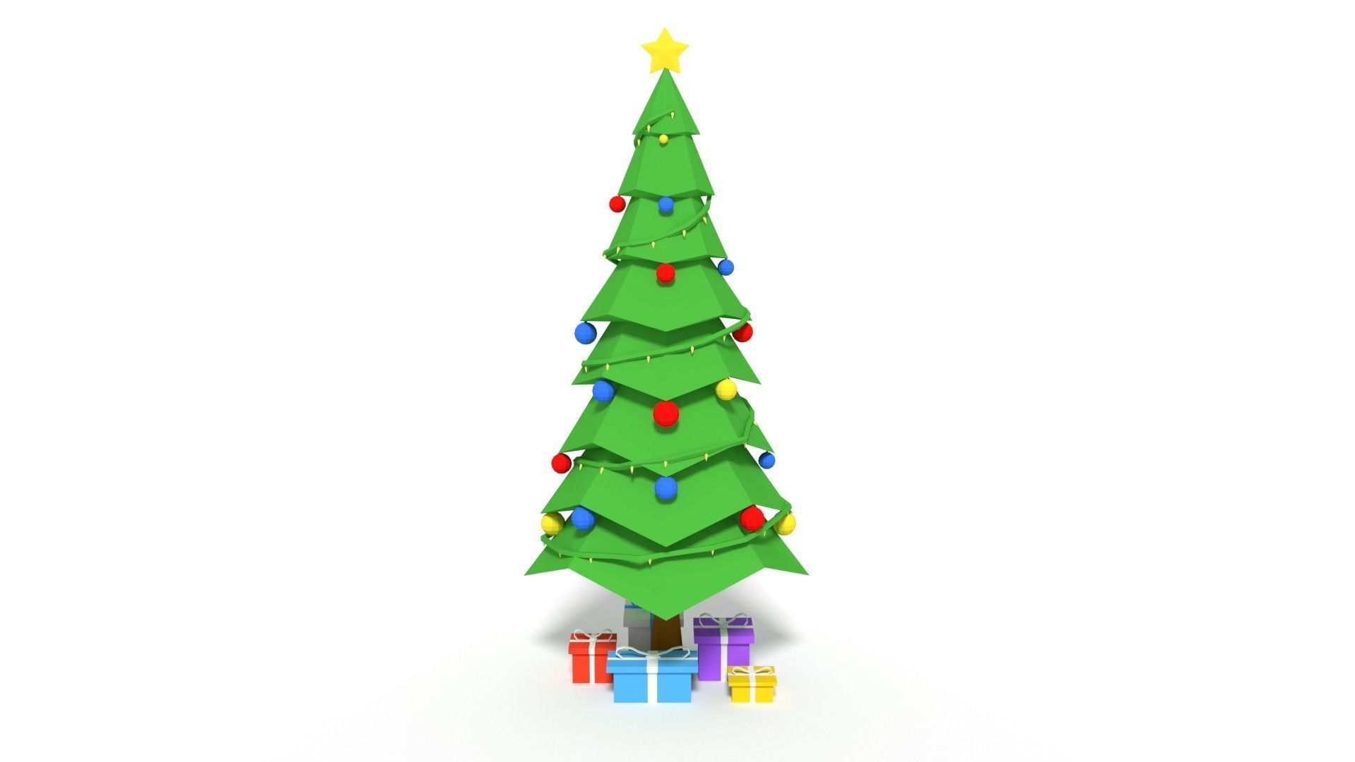 Low Poly Cartoon Christmas Tree Low-poly 3D model_1
