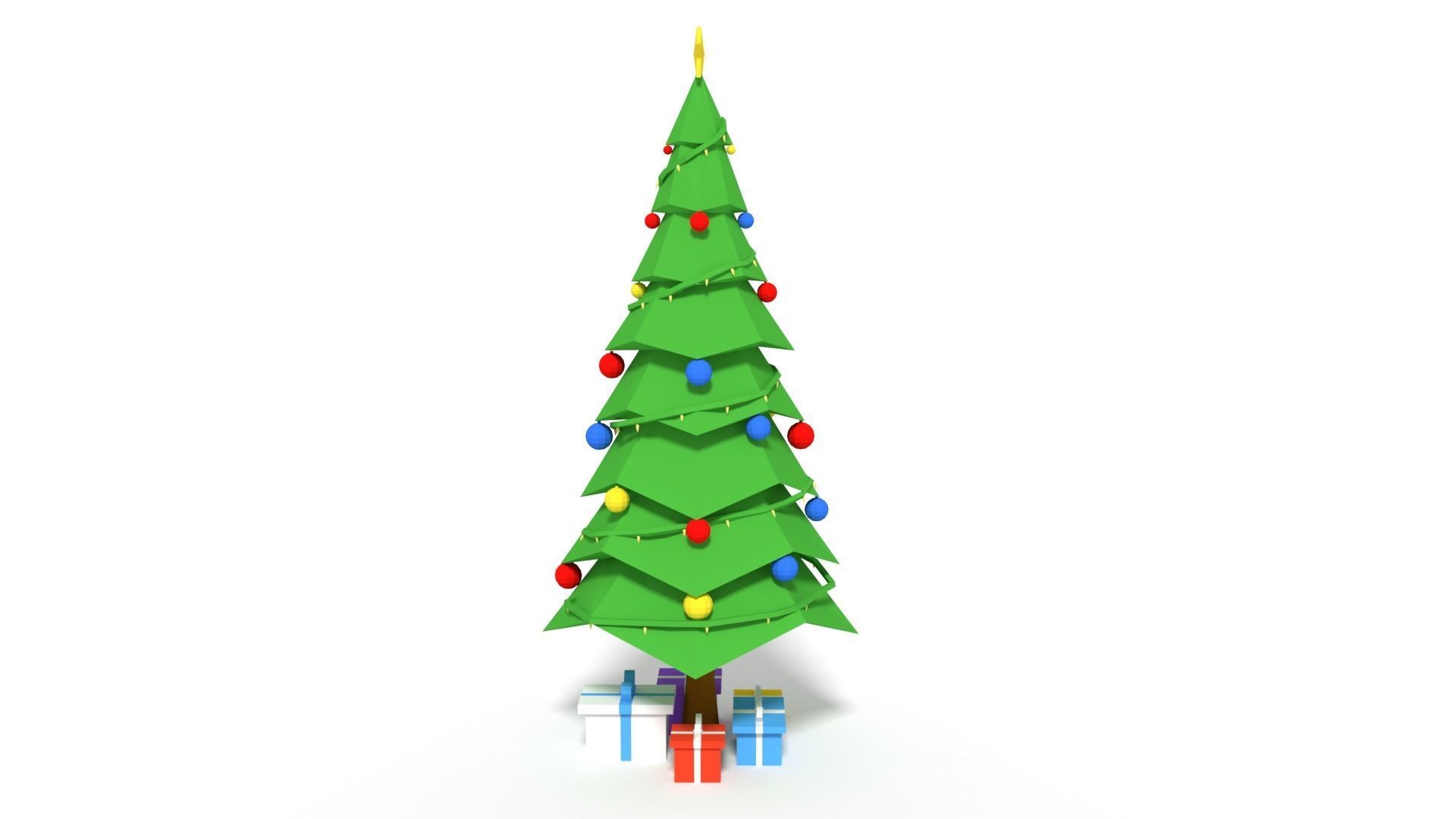 Low Poly Cartoon Christmas Tree Low-poly 3D model_7