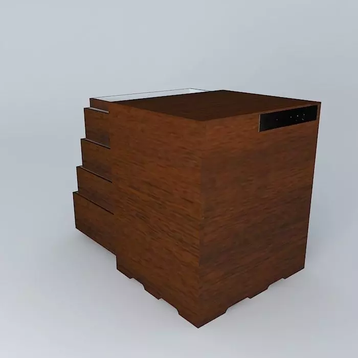 Bedside wooden cabinet with drawers Free 3D model