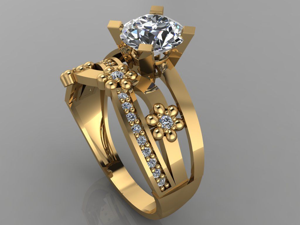 GC GOLD TW0158- Diamond ring 3D print model_1
