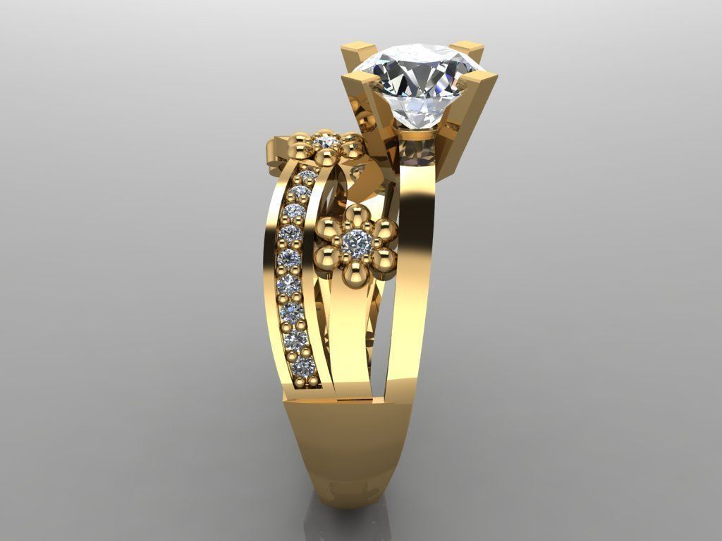 GC GOLD TW0158- Diamond ring 3D print model_3