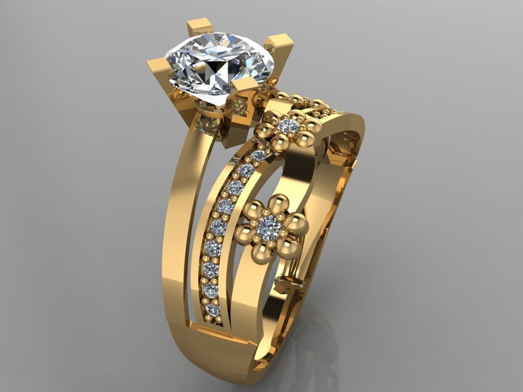 GC GOLD TW0158- Diamond ring 3D print model_2
