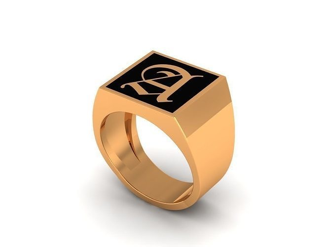 Old English Signet Ring A 3D print model