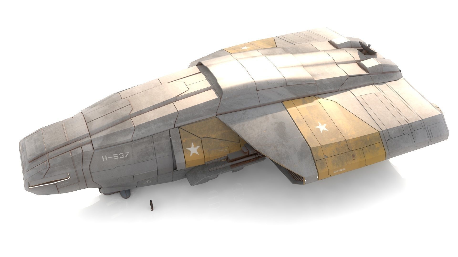 Transport spaceship Low-poly 3D model_4