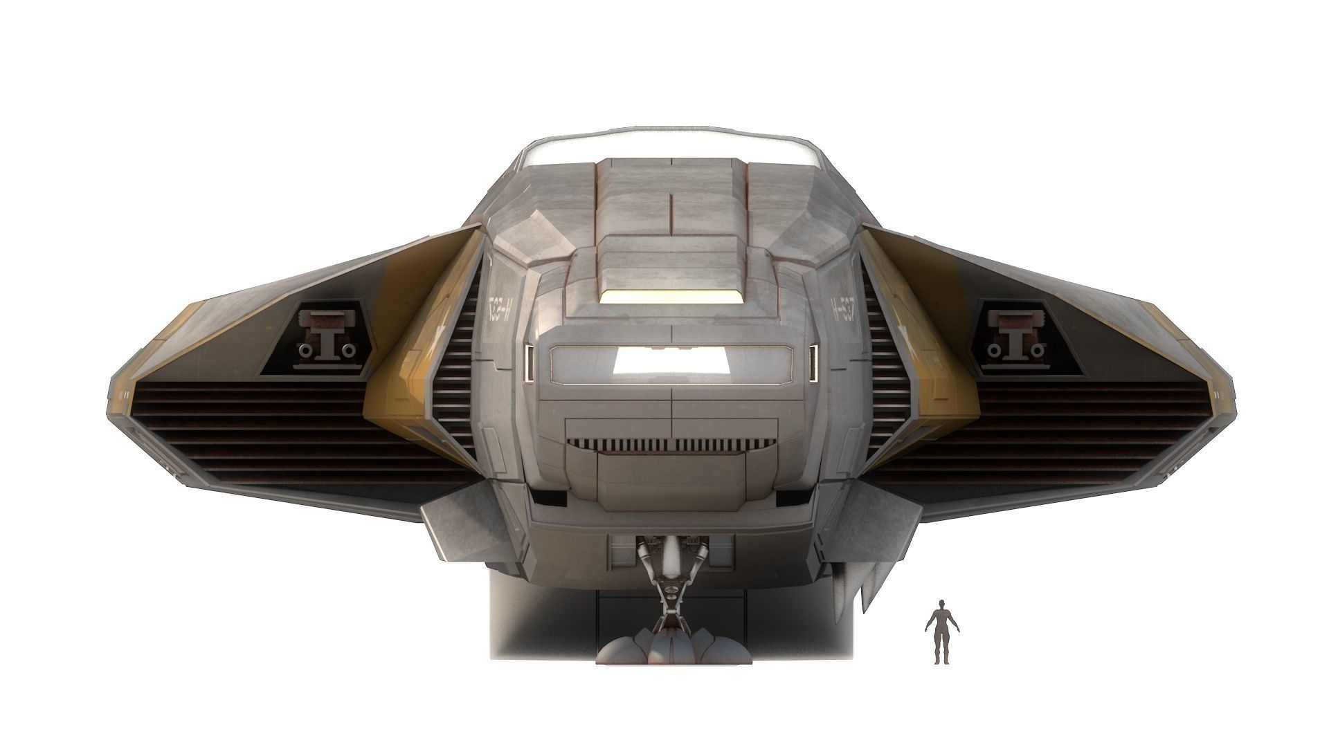 Transport spaceship Low-poly 3D model_6