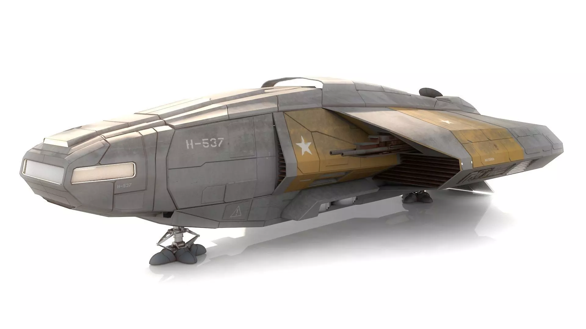 Transport spaceship Low-poly 3D model_0