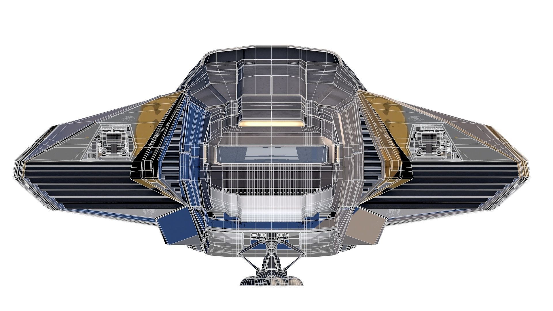 Transport spaceship Low-poly 3D model_11