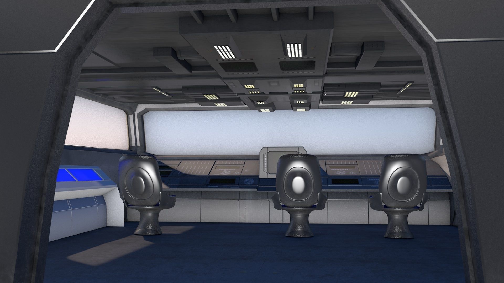 Transport spaceship Low-poly 3D model_9