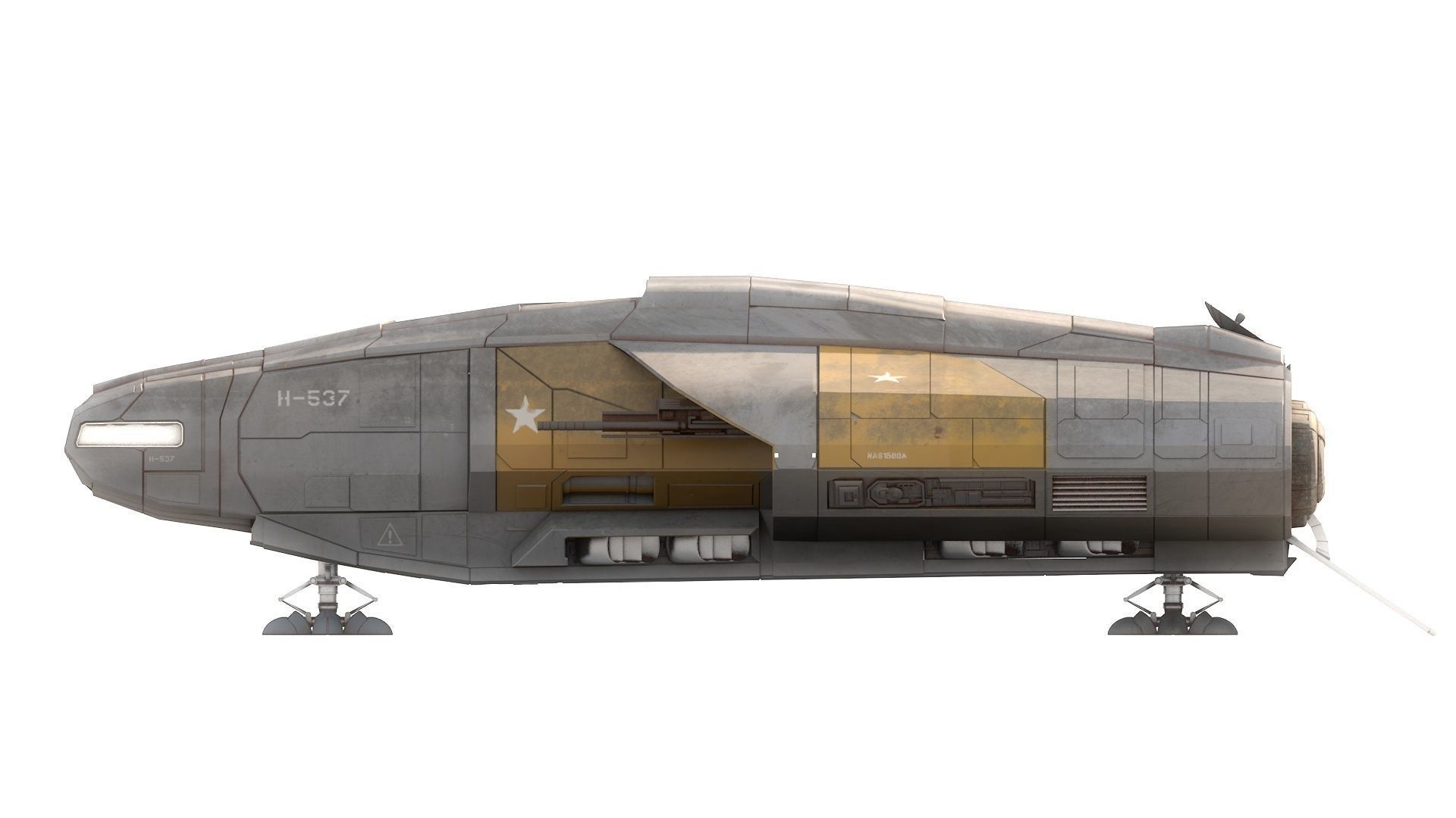 Transport spaceship Low-poly 3D model_1