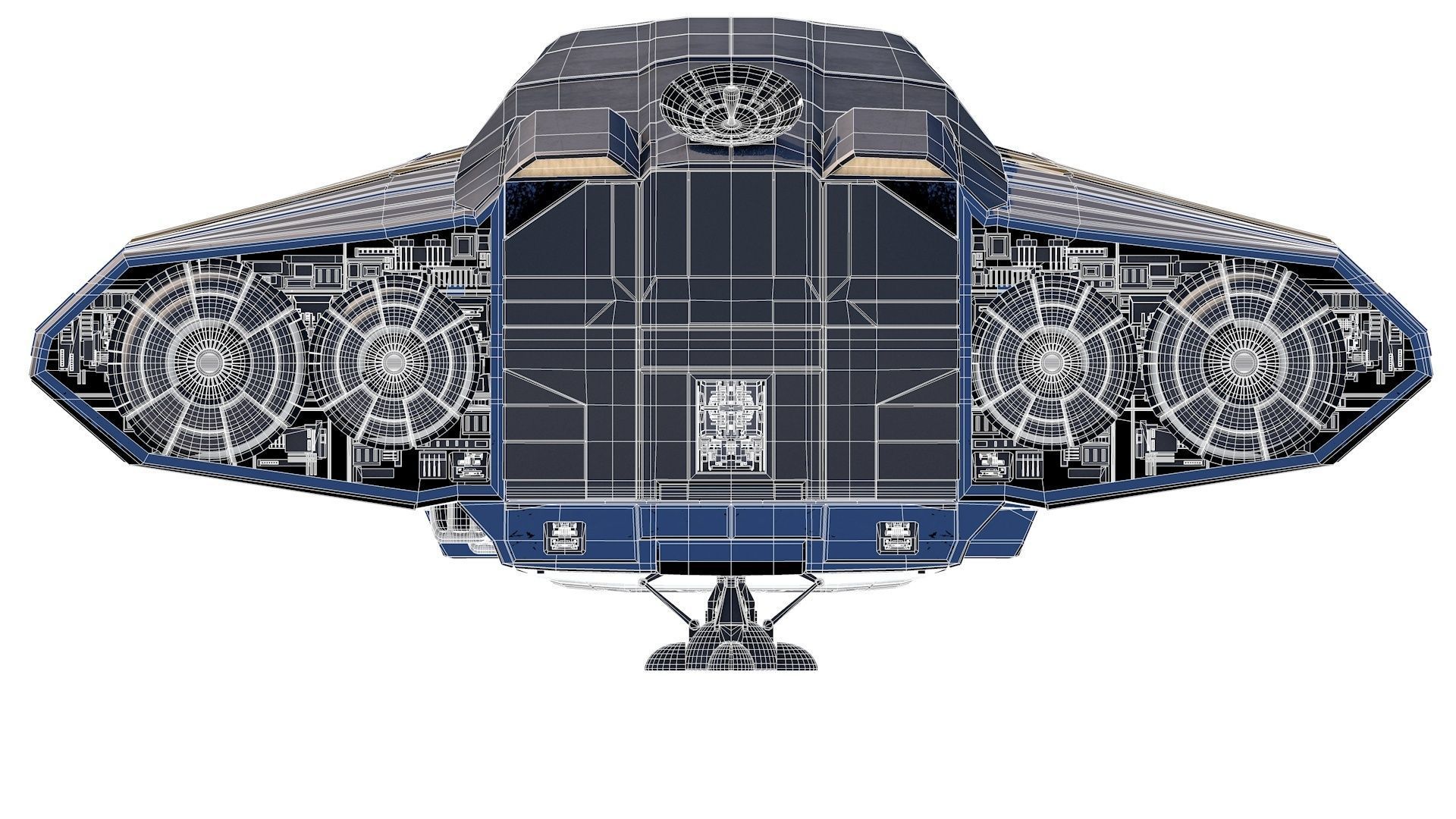 Transport spaceship Low-poly 3D model_13