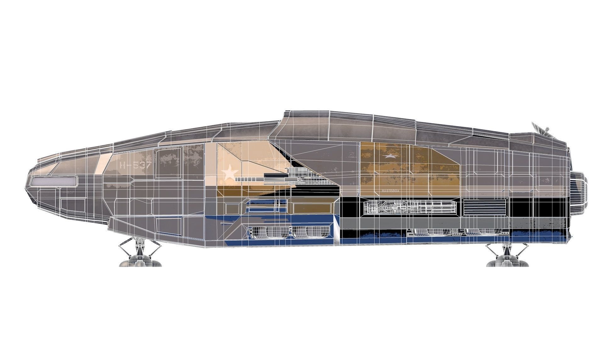 Transport spaceship Low-poly 3D model_12